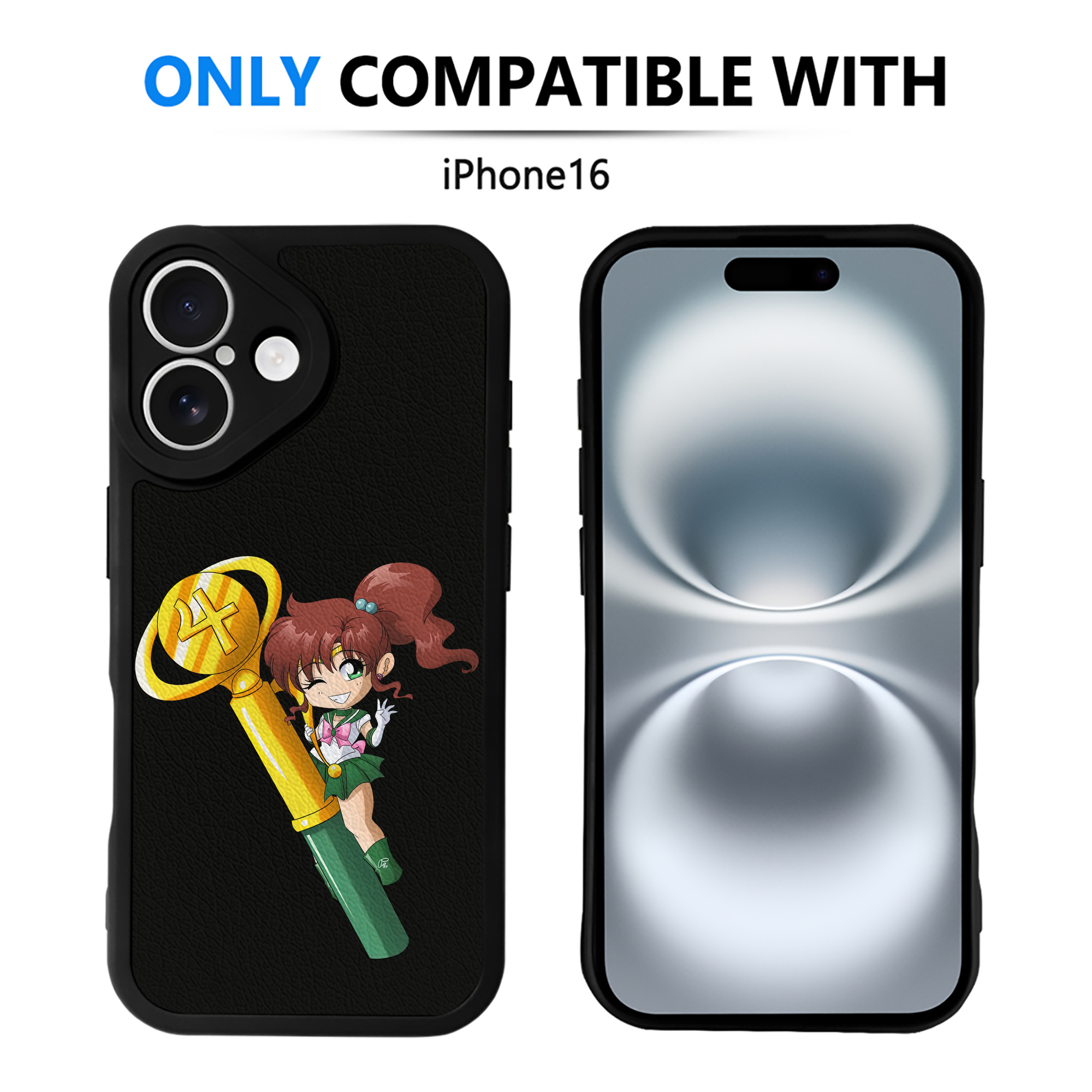 （画像用） 美少女戦士セーラームーン 木野 まこと きの まこと Sailor Moon Kino Makoto （セーラージュピター；Sailor Jupiter） 【iPhone 16シリーズ対応】シリコンスマホケース（レザー調） 材質：シリコン